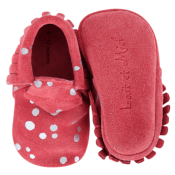 Mocassins à franges Suède en cuir souple Rose - LAIT ET MIEL - Chaussons Bébé et Enfant