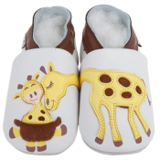 Chaussons en Cuir Souple - Clin de Girafe - LAIT ET MIEL - Bb et enfant