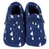 Mocassins à franges Suède en cuir souple Marine - LAIT ET MIEL - Chaussons Bébé et Enfant