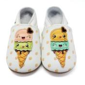 Chaussons en Cuir Souple - Cornets de Glaces - LAIT ET MIEL - Bb et Enfant