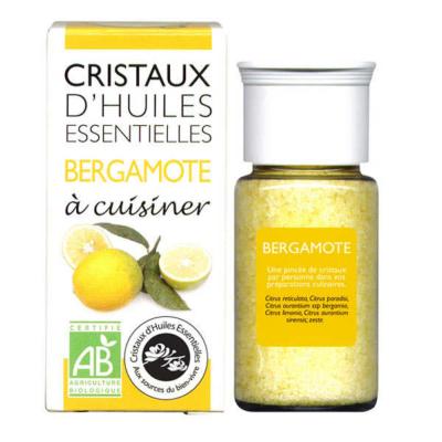 Cristaux d'Huiles Essentielles® Bergamote à cuisiner AROMANDISE - Pot de 10grs