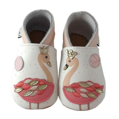 Chaussons en Cuir Souple - Flamants Roses - LAIT ET MIEL - Bébé et Enfant