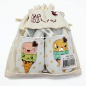 Chaussons en Cuir Souple - Cornets de Glaces - LAIT ET MIEL - Bébé et Enfant