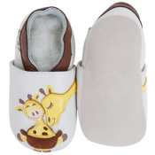 Chaussons en Cuir Souple - Câlin de Girafe - LAIT ET MIEL - Bébé et enfant