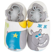 Chaussons en Cuir Souple - Hippopotame - LAIT ET MIEL - Bébé et Enfant